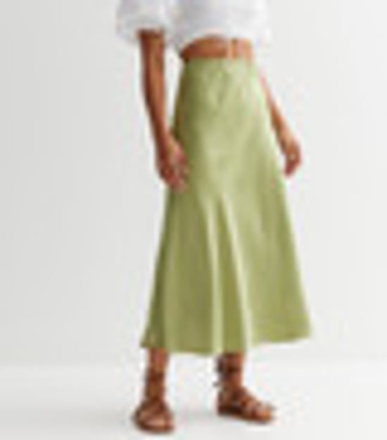 Satin Bias Cut Midi Skirt