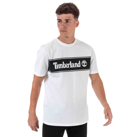 Men's Timberland YC Striped Logo T-Shirt in White - Image 1