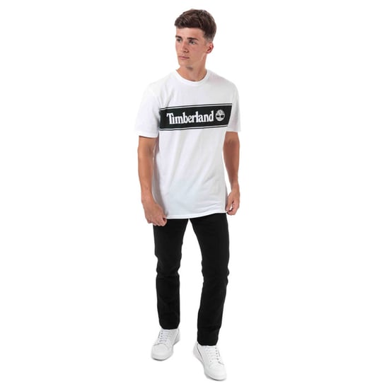 Men's Timberland YC Striped Logo T-Shirt in White - Image 3