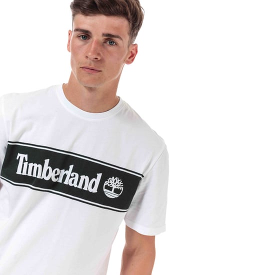Men's Timberland YC Striped Logo T-Shirt in White - Image 4