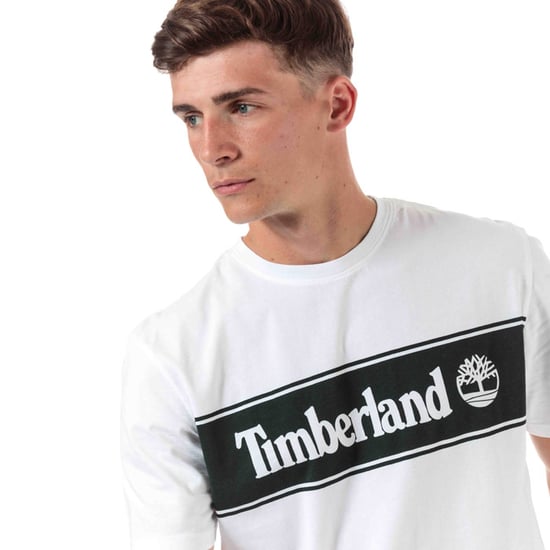 Men's Timberland YC Striped Logo T-Shirt in White - Image 5