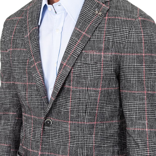Checkered long-sleeved blazer with lapel collar KMJA06 man