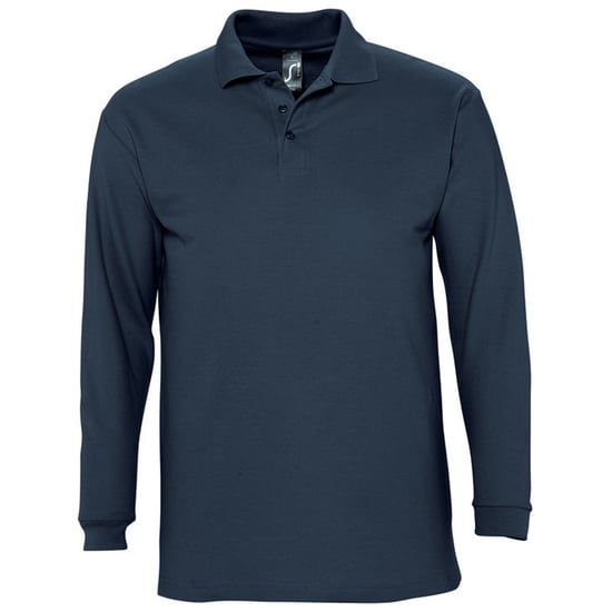 SOLS Mens Winter II Long Sleeve Pique Cotton Polo Shirt (Navy)