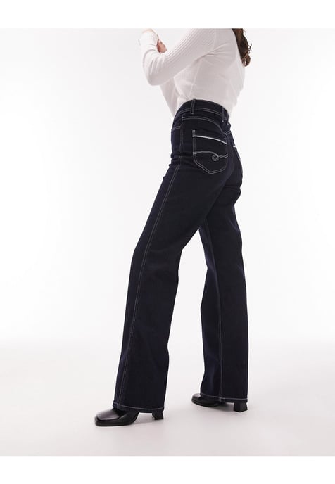 WS Topshop retro straight Kort jeans in indigo-Blue