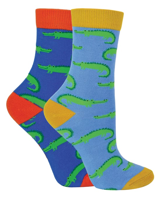 Mr Heron - 2 Pairs Boys Bamboo Animal Patterned Socks - Crocodiles - Image 1