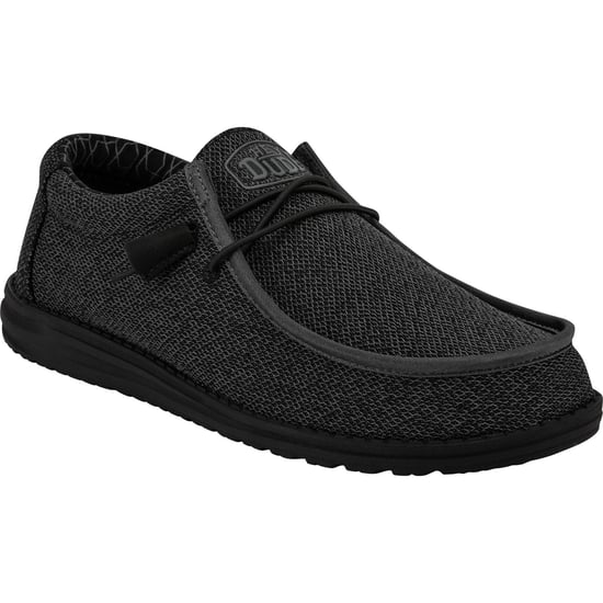 HEYDUDE Wally Sox Faux Suede Men's Micro Total Black Boat Shoes - Image 1
