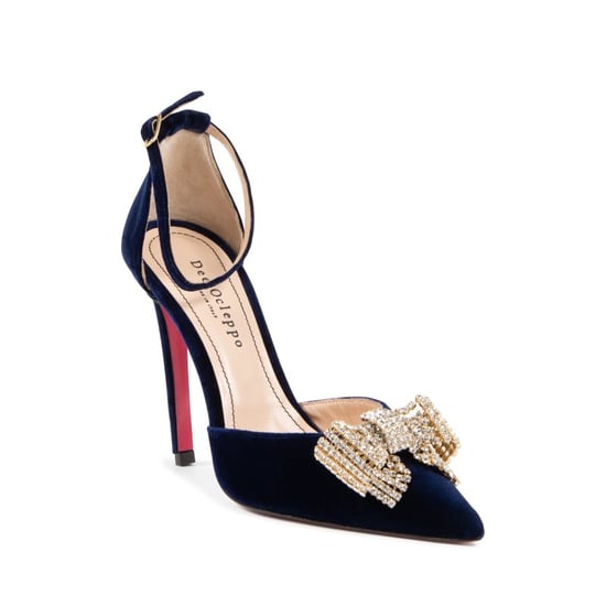 Velvet Bow Pump Navy Blue