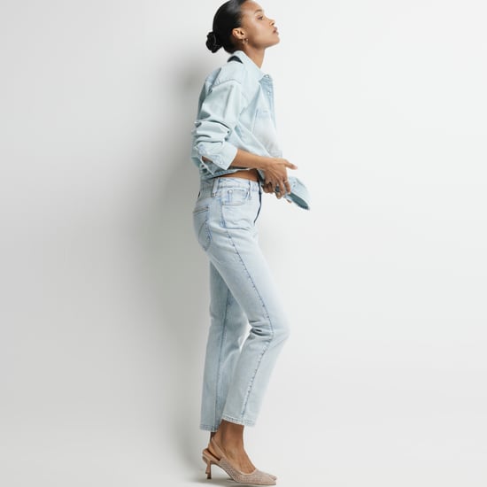River Island Womens Slim Straight Jeans Light Blue High Waisted