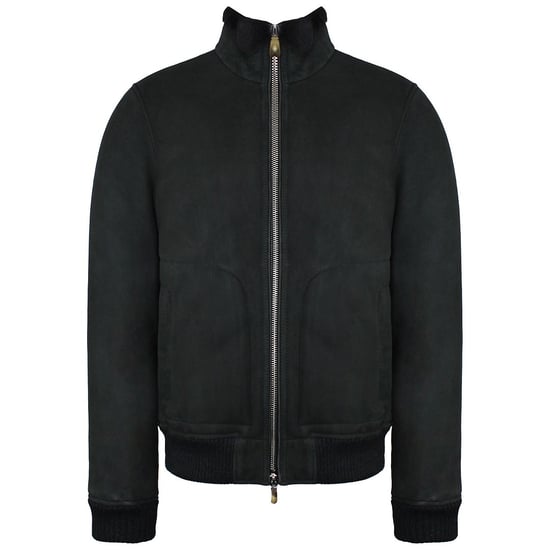 Hackett Mayfair Shearling Mens Dark Chocolate Bomber Jacket - Image 1