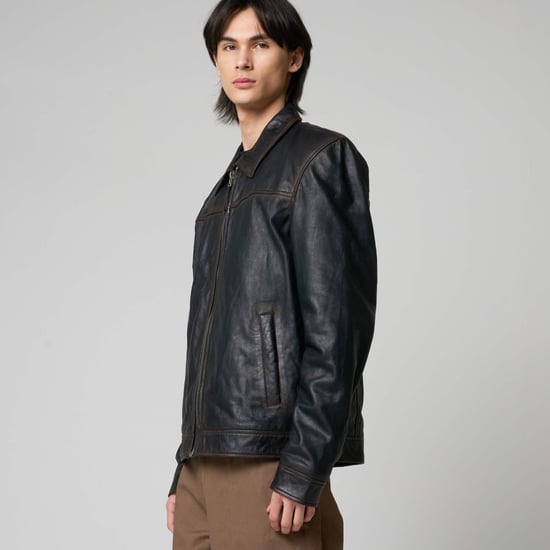 Barneys Originals Washed Leather Harrington