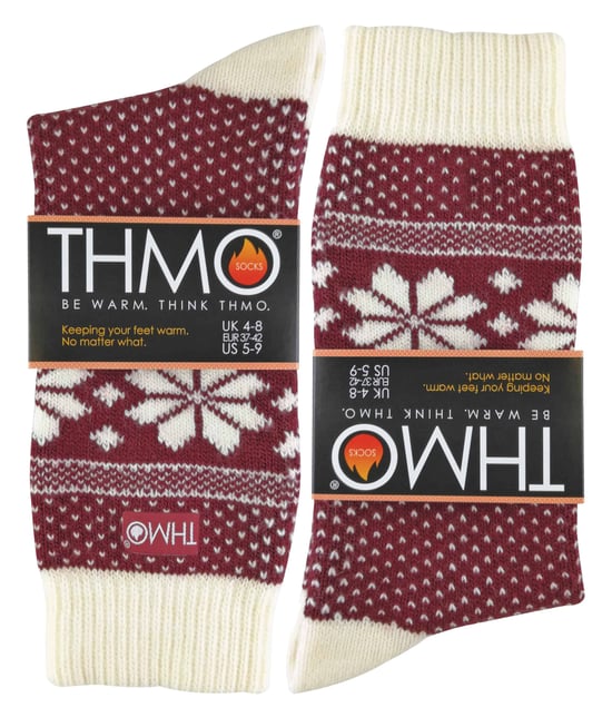 THMO - Ladies Vintage Nordic Fairisle Style Vinterstrumpor i ullblandning - Image 2