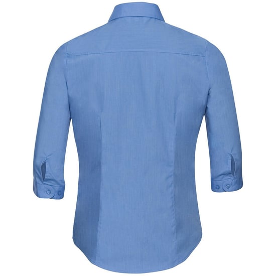 Russell Collectie Dames 3/4 Mouwen Poly-Katoen Easy Care Gevochten Poplin Shirt (Bedrijfsblauw) - Image 2