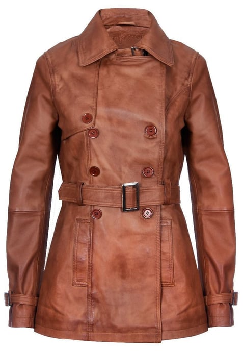 Women's mid-length leather trench coat - Oakham