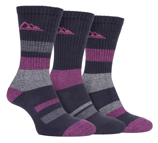 3 Pairs Ladies Anti Blister Cotton Hiking Socks with Padded Sole - Image 1
