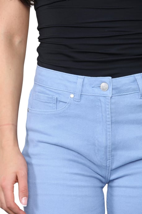M&Co Womens High Rise Tapered Straight Leg Mom Jeans in Sky Blue - Image 4