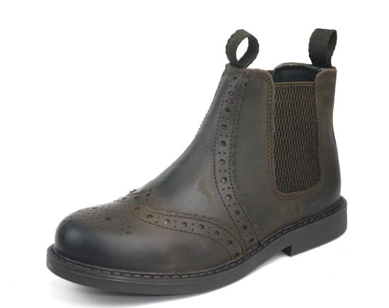 Frank James Cheltenham Leather Brown Junior Brogue Chelsea Boots