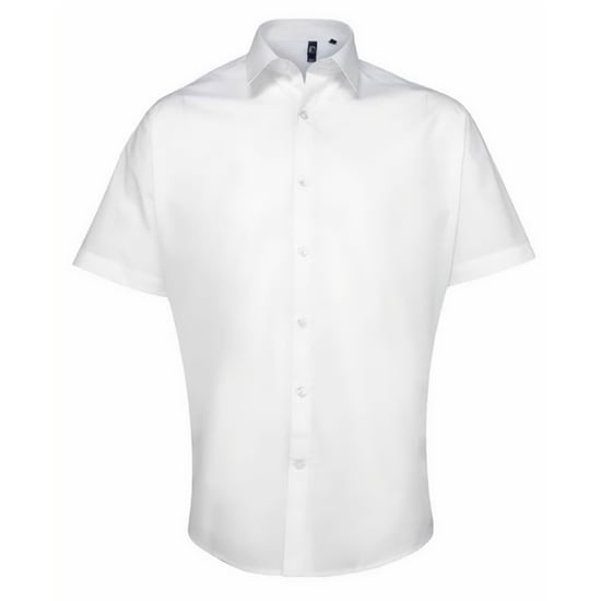 Premier Heren Supreme Poplin Overhemd met Korte Mouwen (Wit) - Image 1