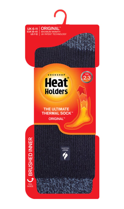 Heat Holders - Mens Extra Thick Thermal Socks for Winter | Warm Fluffy Fleece Insulated Socks | Gifts for Men - Navy / Denim Heel & Toe (Berlin) - Image 2