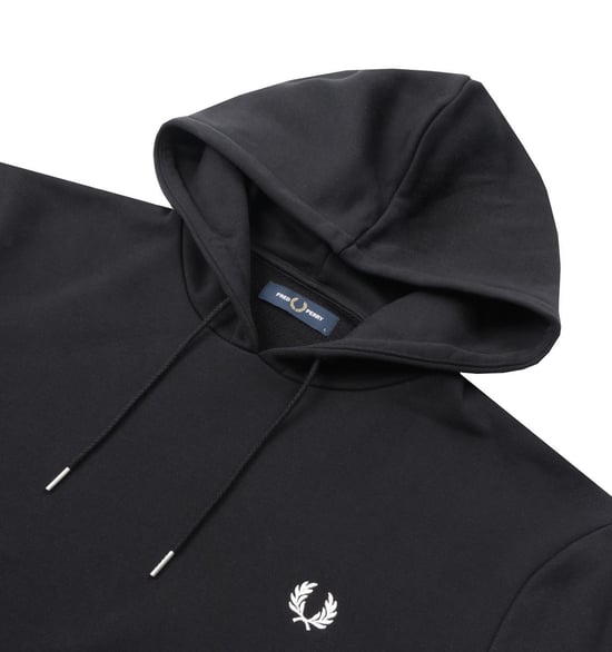 Men's Fred Perry Tipped Hooded Sweatshirt in Black - Image 3