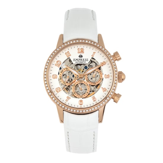 Empress Beatrice Automatic Skeleton Dial Leather-Band Watch w/Day/Date - Image 1