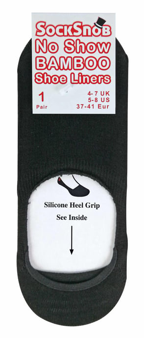 6 Pack Ladies Bamboo Liner Ankle Socks with Grip - Image 2