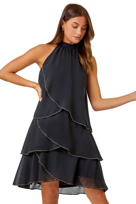 Sequin Trim Halterneck Dress - Image 1