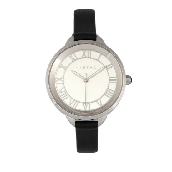 Bertha Madison Sunray Dial Leather-Band Watch