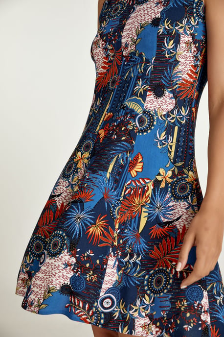 Navy Flora Print Cloche Dress - Image 6