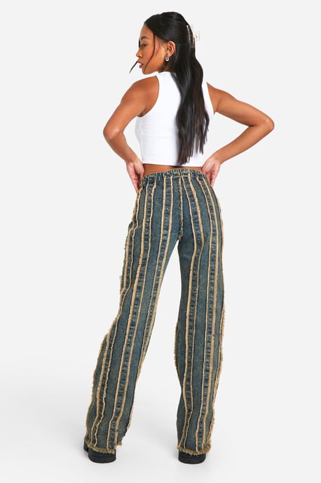 Lace Up Distressed Seam Jeans - Image 2