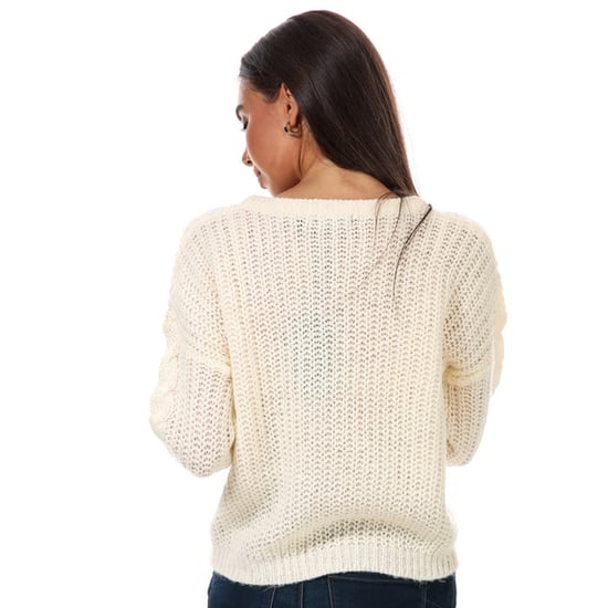 Women's Brave Soul Cable Detail Jumper in Cream - Image 2