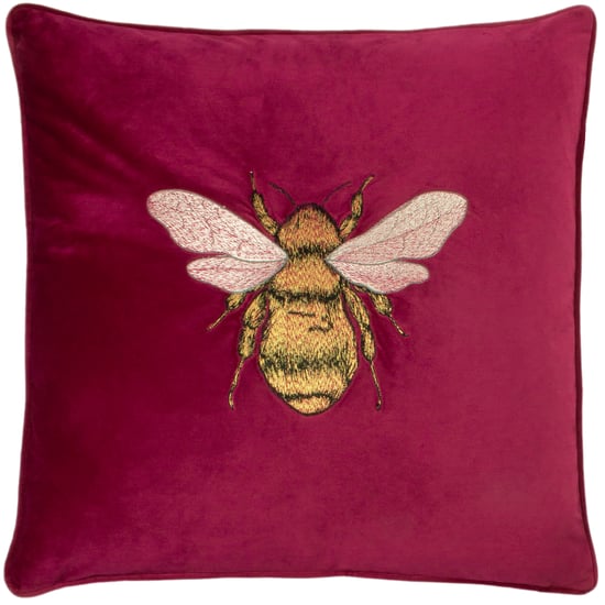 Paoletti Hortus Embroidered Bee Piped Velvet Cushion Cover - Image 1