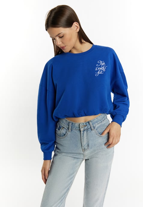 Mymo Cropped sweatshirt Dames koningsblauw - Image 3
