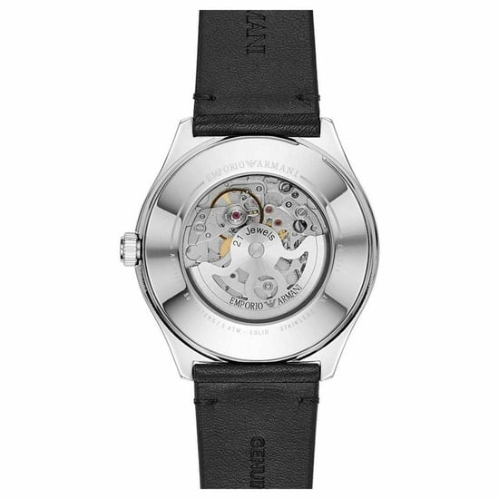 Emporio Armani AR60003 Automatic Black Leather Skeleton herrklocka - Image 3