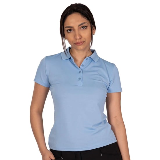 Island Green Womens/Ladies Classic Micro Pique Golf Polo Shirt (Cerulean) - Image 1