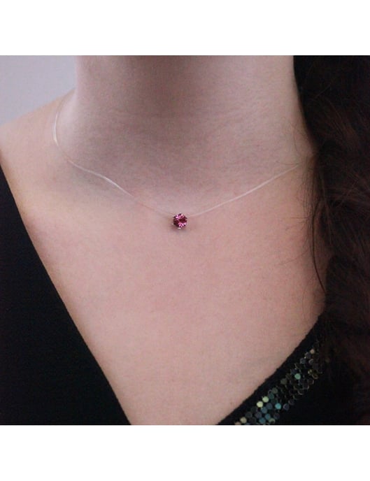 Osynligt halsband - silver och rosa - Image 2