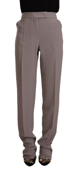 Armani Women's Brown High Waist Silk Tapered Long Pants - Image 1