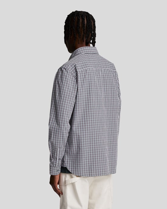 Rutig Gingham-skjorta i blått för herrar - Image 3