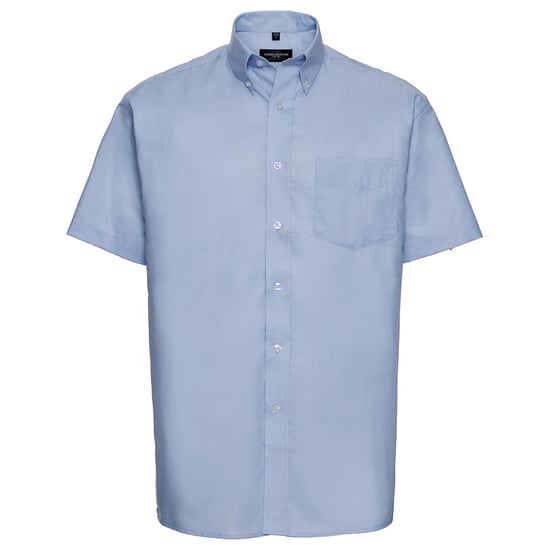 Russell Collection Mens Oxford Easy-Care Short-Sleeved Shirt (Oxford Blue) - Image 1