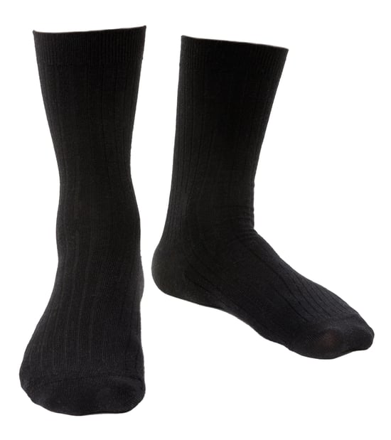 Steven - Mens Merino Wool Socks with Loose Soft Top for Swollen Feet -Black - Image 1