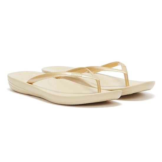 Fitflop IQushion Ergonomic Womens Gold Flip Flops - Image 1