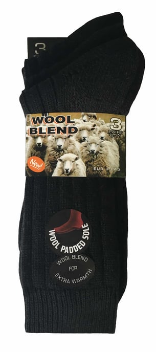 3 Pairs Mens Cushioned Sole Wool Blend Walking Hiking Socks for Boots - Image 2