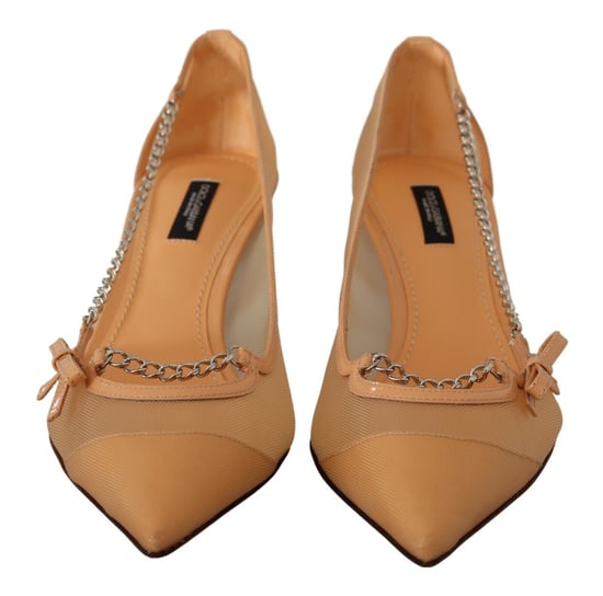 Dolce & Gabbana Damers Päron Mesh Läderkedjor Klackskor - Image 3