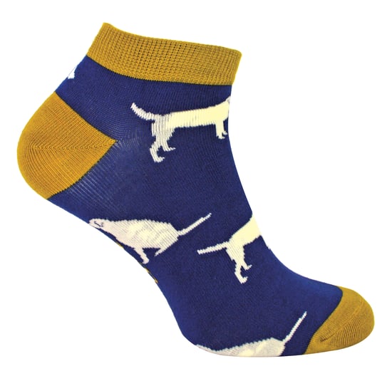 Mens Bamboo Trainer Socks | Mr Heron | Animal Themed Breathable Low Cut Sneaker Socks - Labrador (Navy) - Image 1