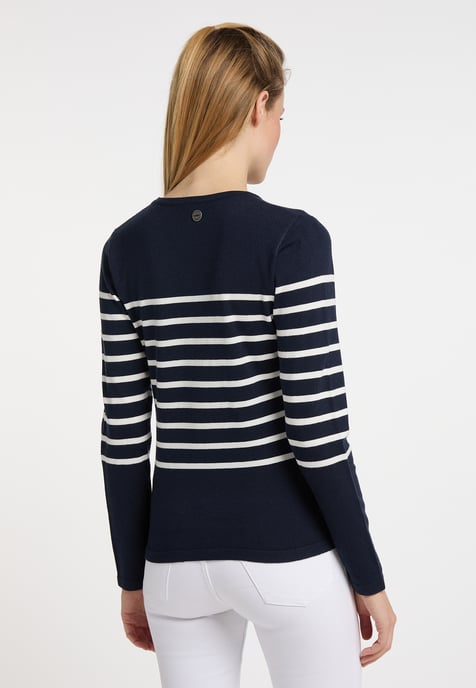 Dreimaster Knitted pullover women marine wool white - Image 3