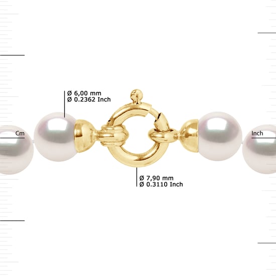 DIADEMA - Necklace - Real Japanese Akoya Cultured Pearl - Yellow Gold