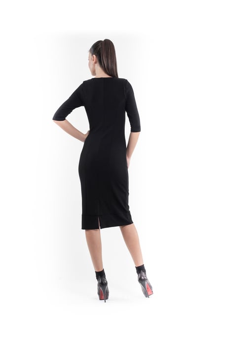 Sequin Detail Stretch Dress in Black