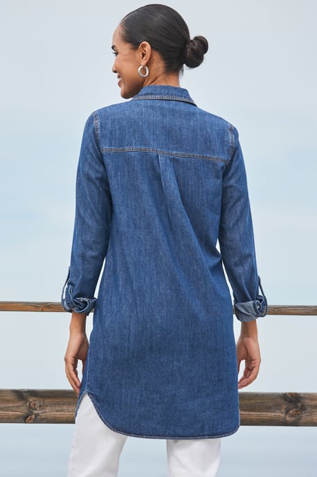 Dark Indigo Denim Relaxed Fit Longline Shirt