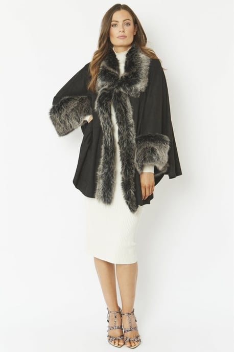 Faux Fur Faux Suede Cape