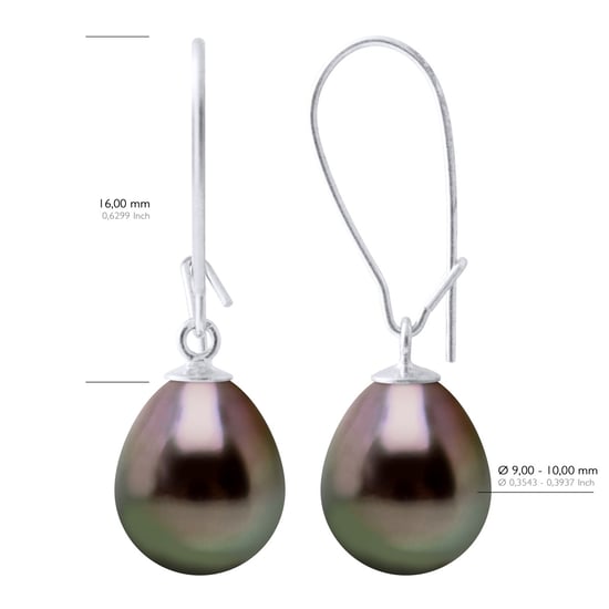 Oorbellen Echte Gecultiveerde Tahiti Parel Peper 9-10 mm - Image 2