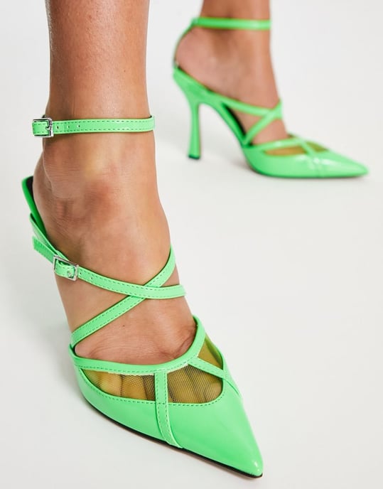 ASOS DESIGN Pia caged high shoes in green